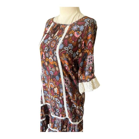 Matilda Jane floral lace trim bohemian dress M/L - Picture 4 of 9